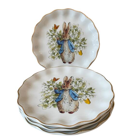 Beatrix Potter Peter Rabbit Easter Flowers & Butterflies Dinner Plates Set of 4 - Picture 15 of 15
